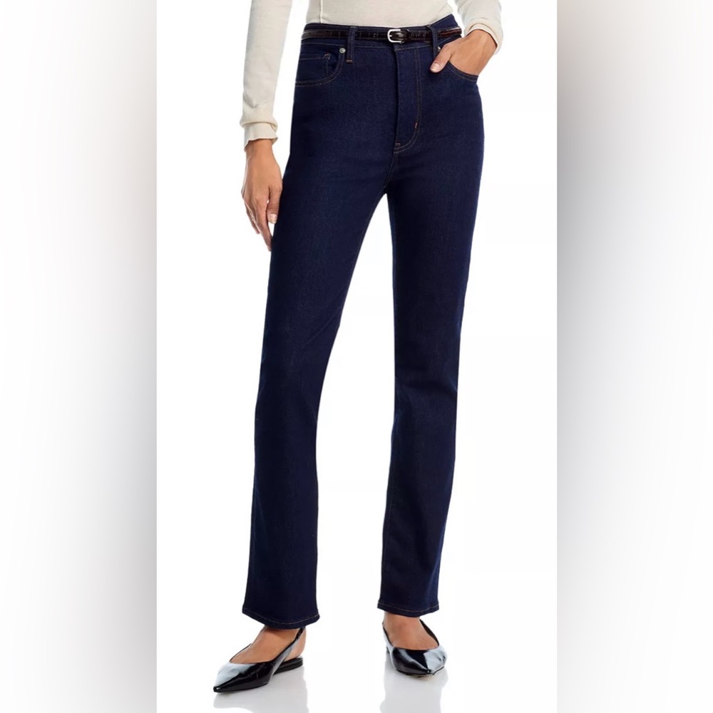 FRAME the pencil crop high rise jeans in rinse dark wash denim 29